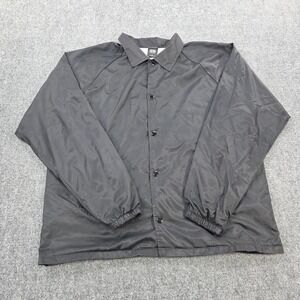 OBEY Mens Black Nylon Coach Jacket Lightweight Collared Snap Button Size L
Faded
